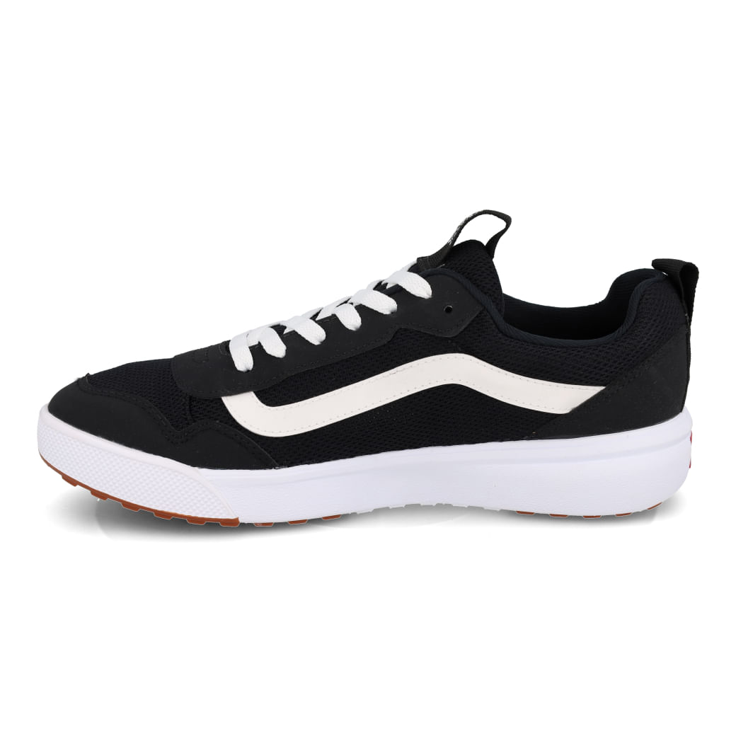 Tênis Vans Range Exp masculino preto com detalhes brancos, vista lateral esquerda